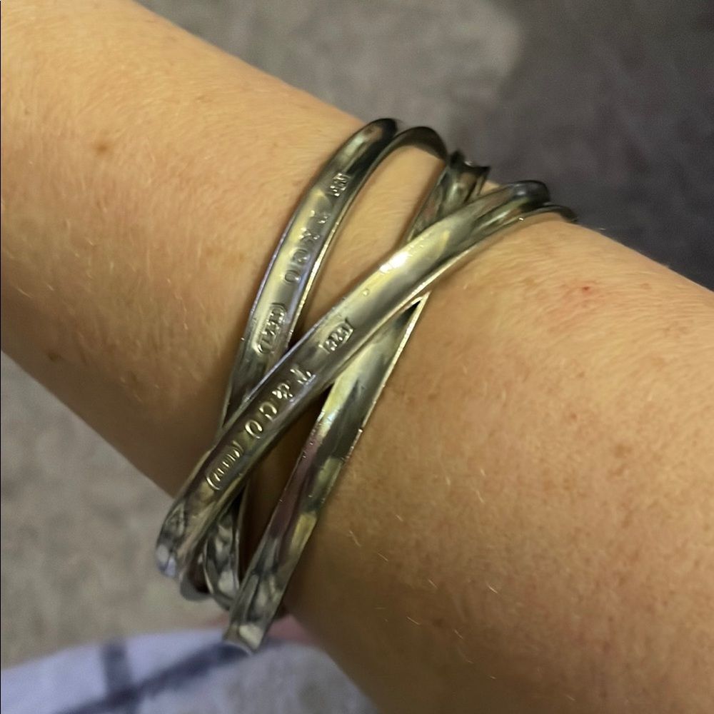 Tiffany & co Sterling silver triple intertwined bangle Set- authentic- rare